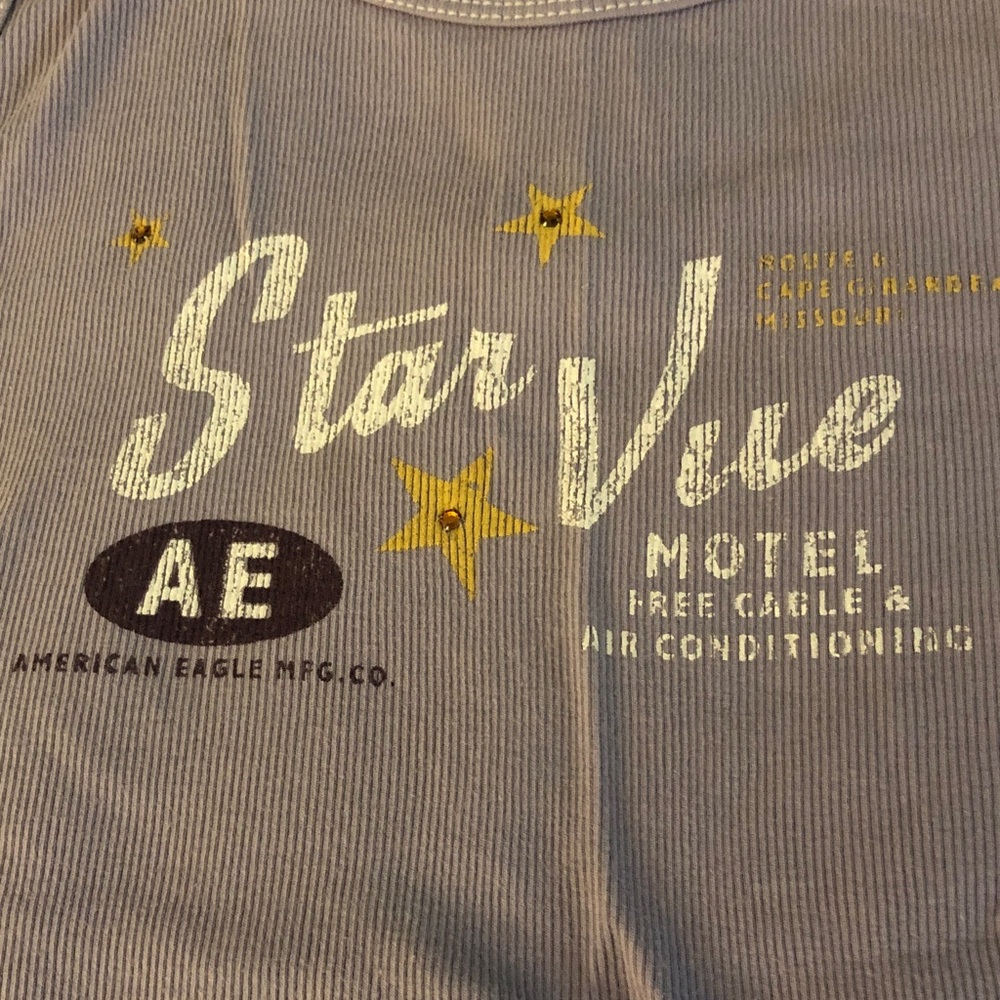 American Eagle Outfitters Star Vue Graphic Tank Top - Light Gray lavender